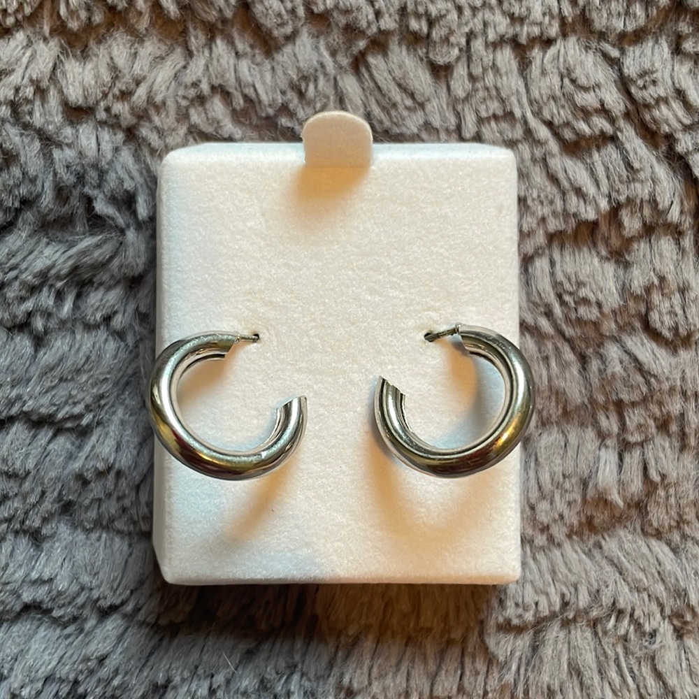 Chunky small silver hoop earrings